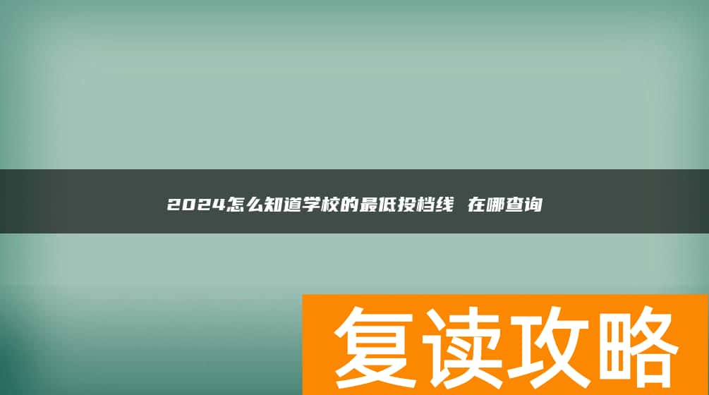 2024怎么知道学校的最低投档线 在哪查询